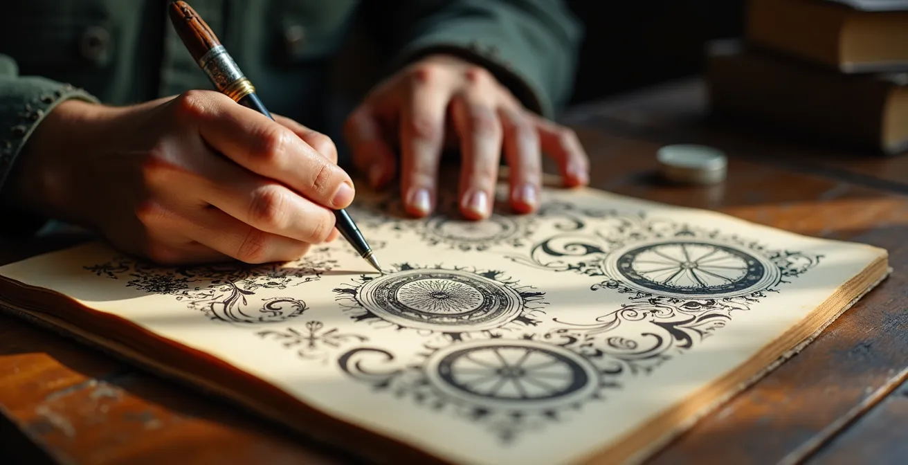 Gros plan sur des mains d'écrivain tenant un manuscrit couvert de ratures et d'annotations révélant le processus créatif